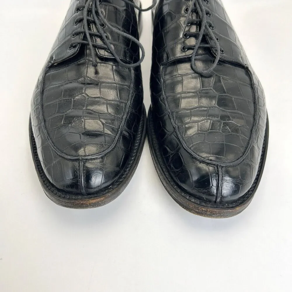 Salvatore Ferragamo CROCODILE ALLIGATOR Dress Shoes Mens Sz 13 Norwegian Split